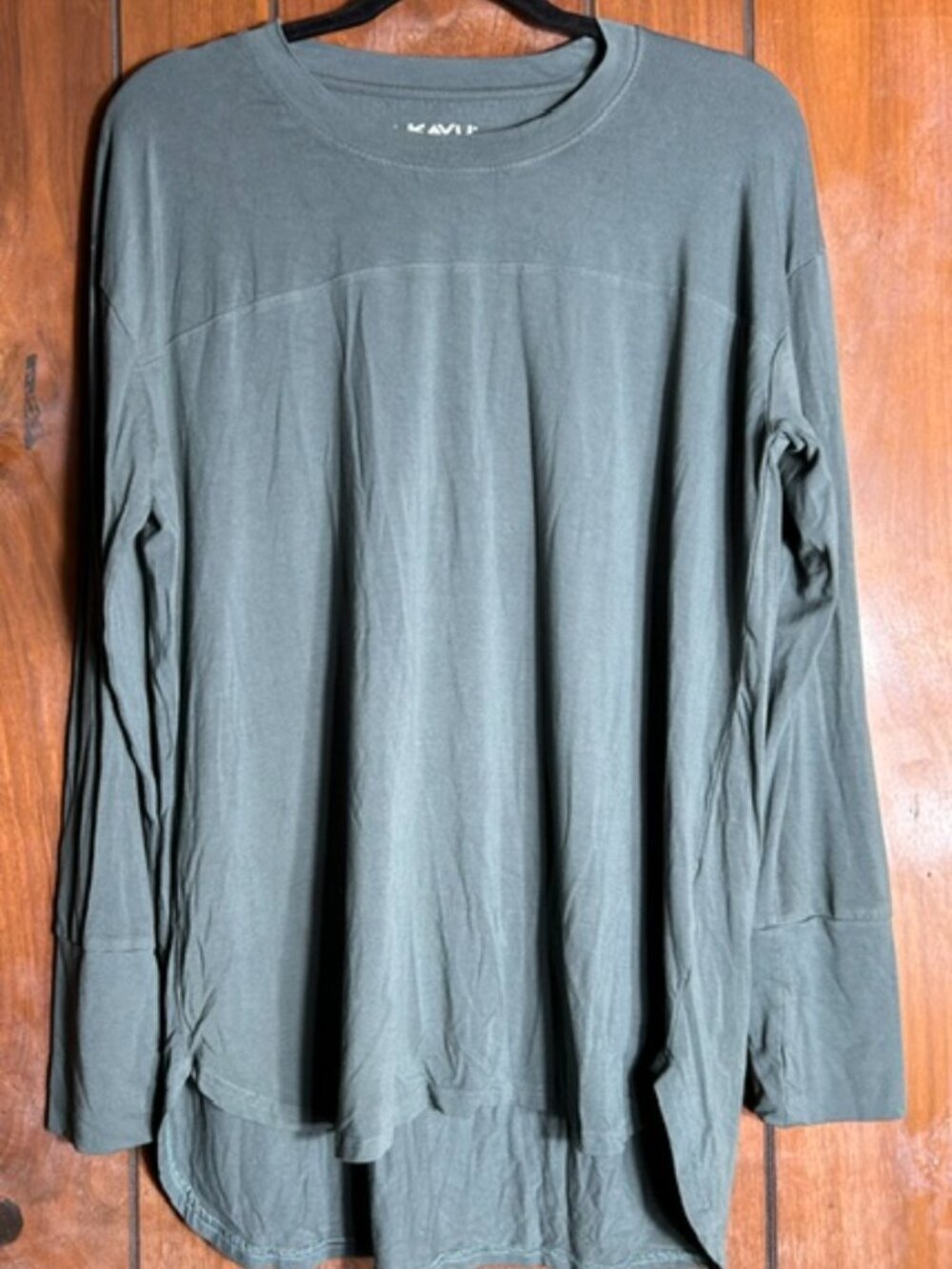 Kavu Long Sleeve T-Shirt Womens Sx XL Olive Green Outdoors Hiking Camping